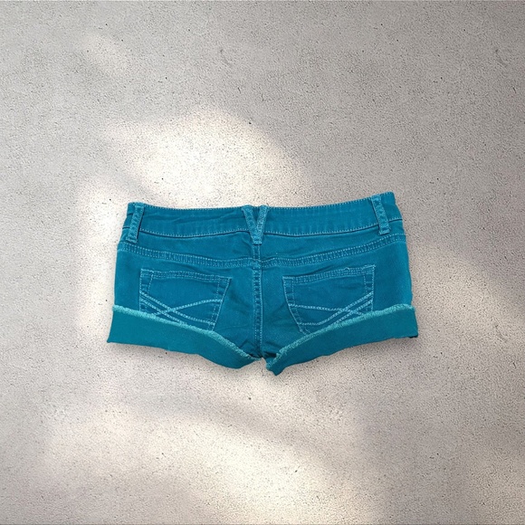 Aeropostale Blue Green Low Rise Micro Mini Shorts - Picture 1 of 3